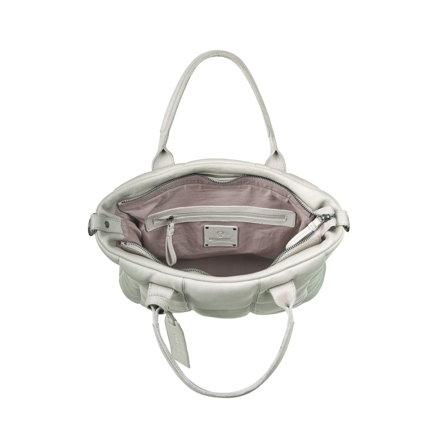 Bodenansicht der stabilen Viola Grey Ledertasche